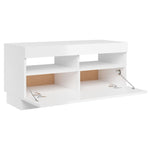 Tv-Benk Med Led-Lys Høyglans Hvit 80X35X40 Cm