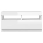 Tv-Benk Med Led-Lys Høyglans Hvit 80X35X40 Cm