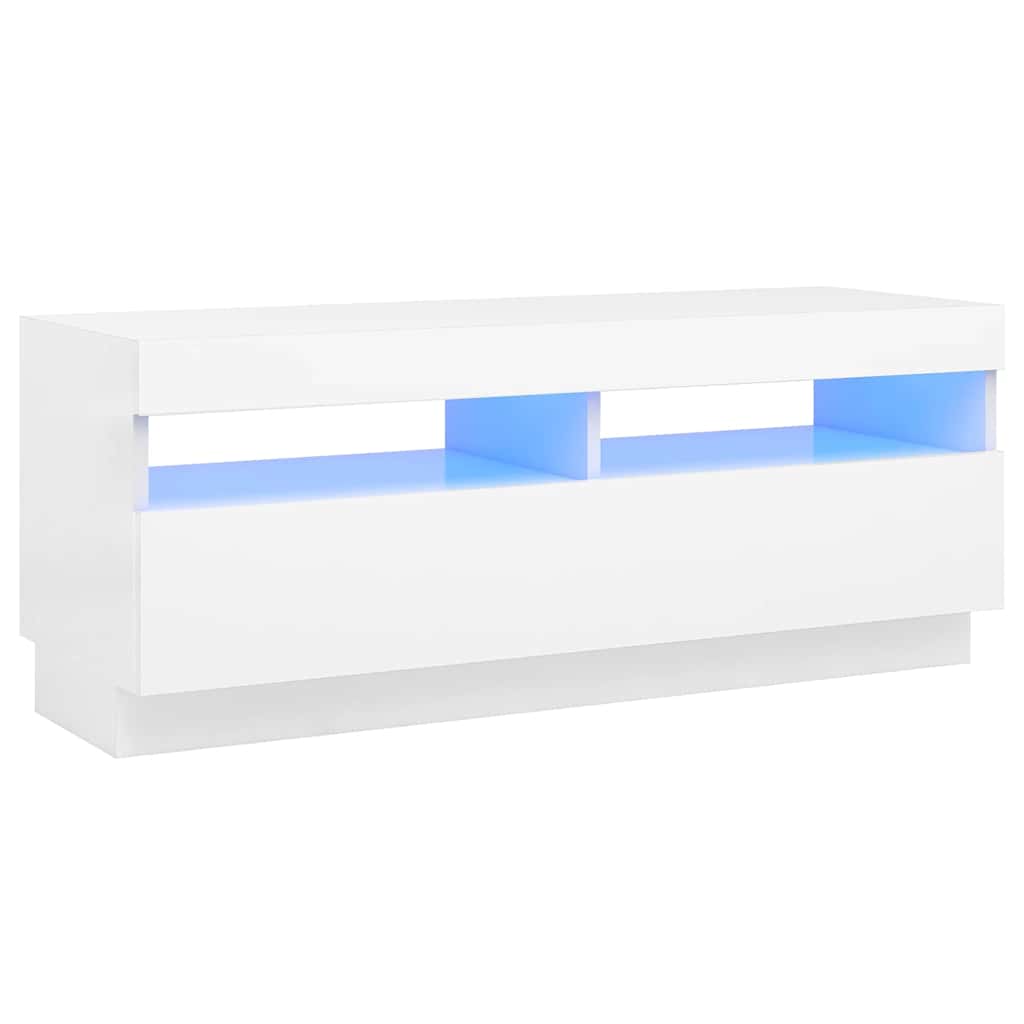Tv-Benk Med Led-Lys Hvit 100X35X40 Cm