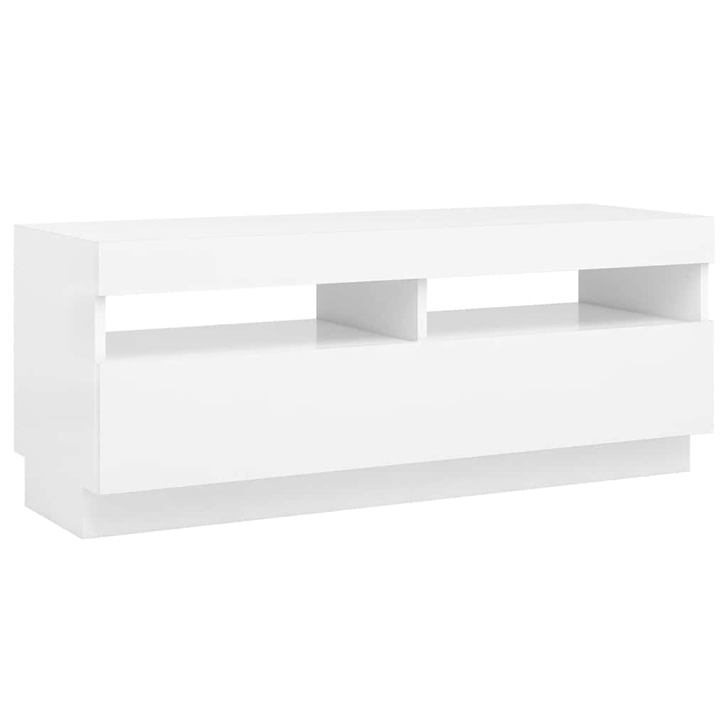 Tv-Benk Med Led-Lys Hvit 100X35X40 Cm