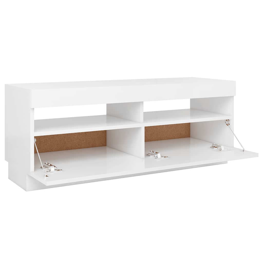 Tv-Benk Med Led-Lys Hvit 100X35X40 Cm