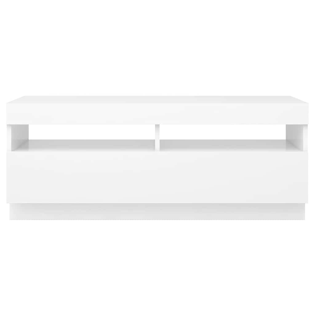 Tv-Benk Med Led-Lys Hvit 100X35X40 Cm