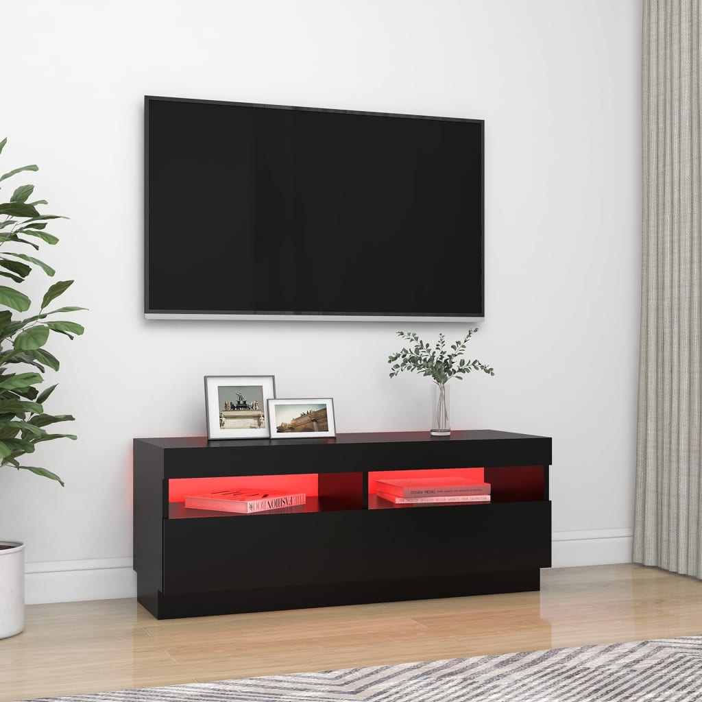 Tv-Benk Med Led-Lys Svart 100X35X40 Cm