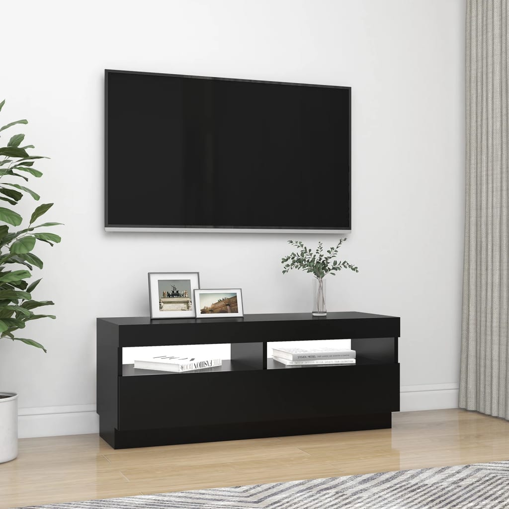 Tv-Benk Med Led-Lys Svart 100X35X40 Cm