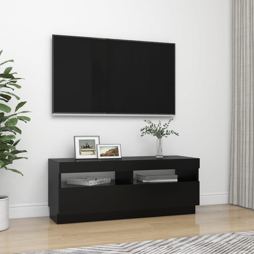 Tv-Benk Med Led-Lys Svart 100X35X40 Cm