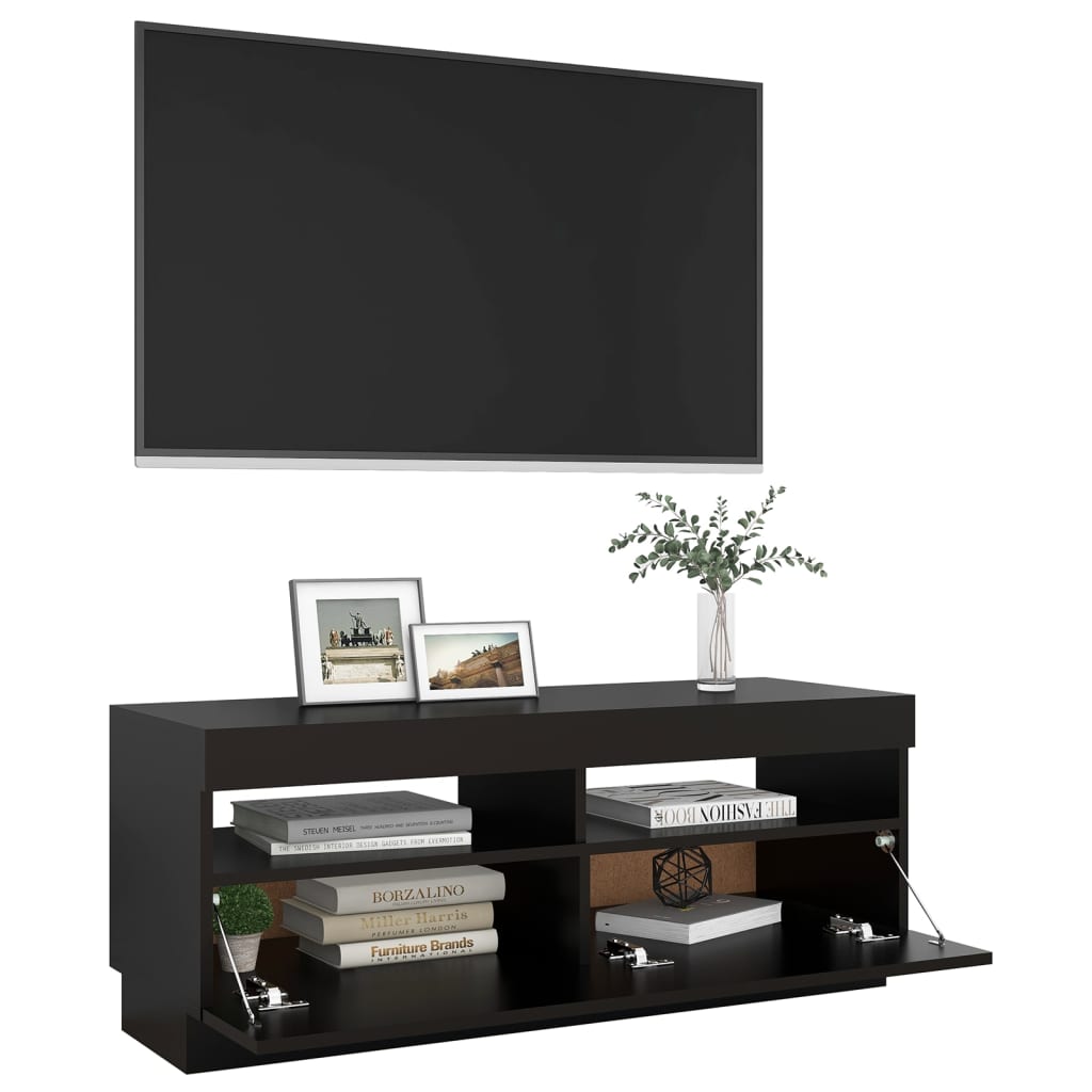 Tv-Benk Med Led-Lys Svart 100X35X40 Cm