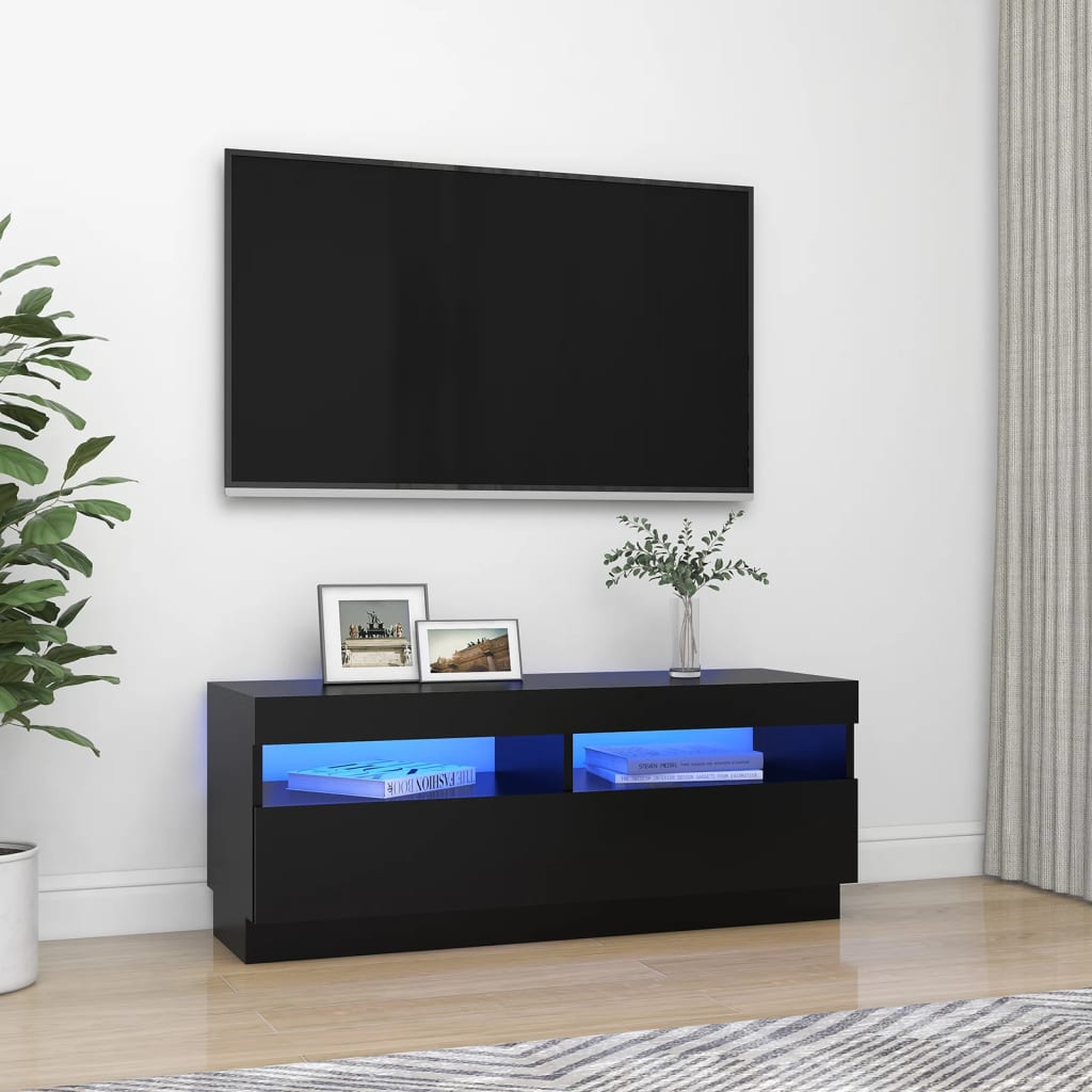 Tv-Benk Med Led-Lys Svart 100X35X40 Cm