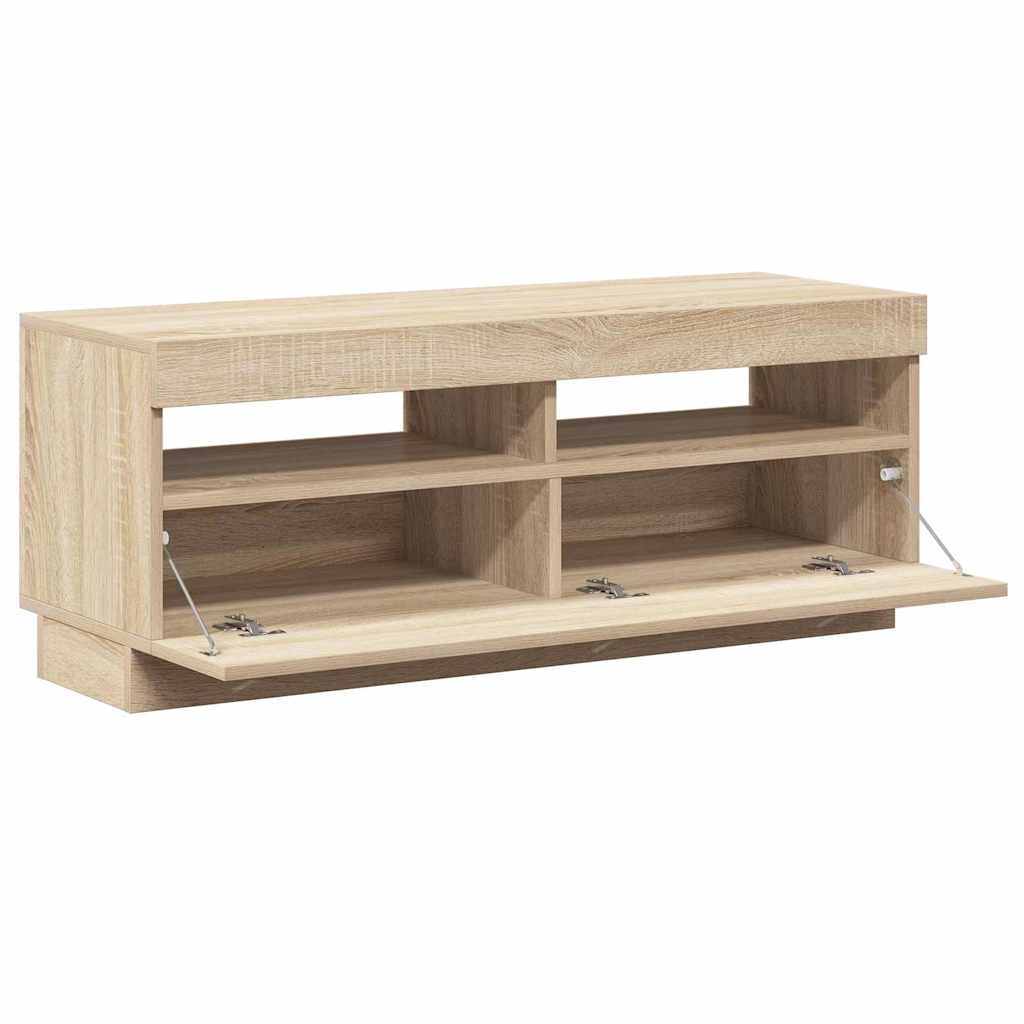Tv-Benk Med Led-Lys Sonoma Eik 100X35X40 Cm
