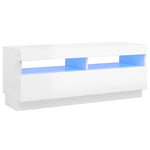 Tv-Benk Med Led-Lys Høyglans Hvit 100X35X40 Cm