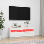Tv-Benk Med Led-Lys Høyglans Hvit 100X35X40 Cm