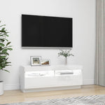 Tv-Benk Med Led-Lys Høyglans Hvit 100X35X40 Cm