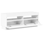 Tv-Benk Med Led-Lys Høyglans Hvit 100X35X40 Cm