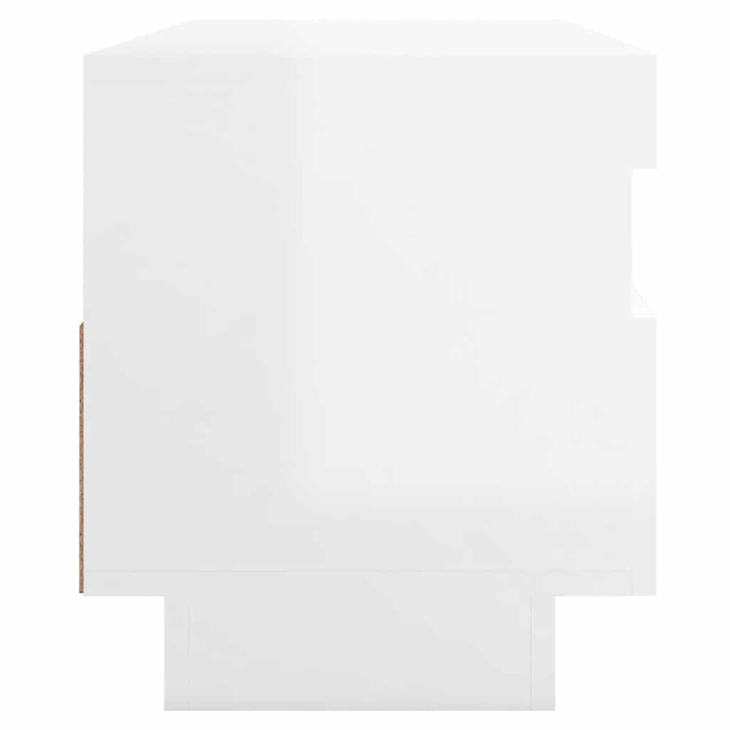 Tv-Benk Med Led-Lys Høyglans Hvit 100X35X40 Cm