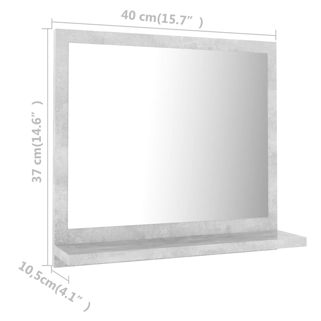 Baderomsspeil Betonggrå 40X10,5X37 Cm Konstruert Tre