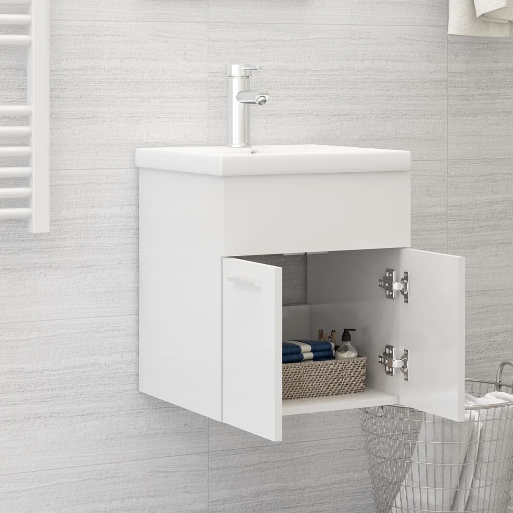 Servantskap Høyglans Hvit 41X38,5X46 Cm Konstruert Tre