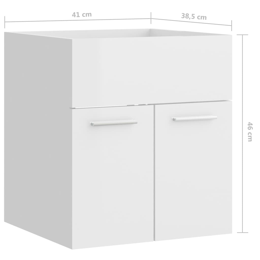 Servantskap Høyglans Hvit 41X38,5X46 Cm Konstruert Tre