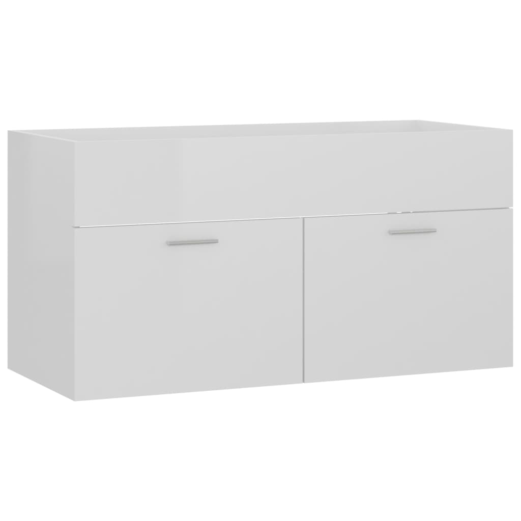 Servantskap Høyglans Hvit 90X38,5X46 Cm Konstruert Tre