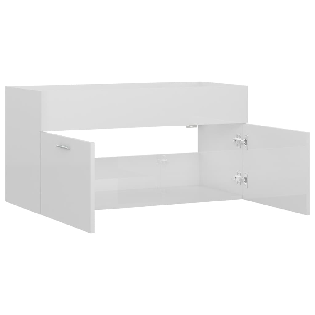 Servantskap Høyglans Hvit 90X38,5X46 Cm Konstruert Tre