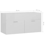 Servantskap Høyglans Hvit 90X38,5X46 Cm Konstruert Tre