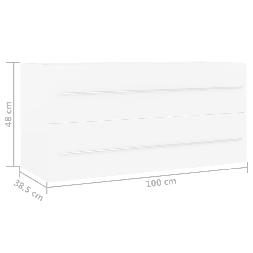 Servantskap Hvit 100X38,5X48 Cm Konstruert Tre