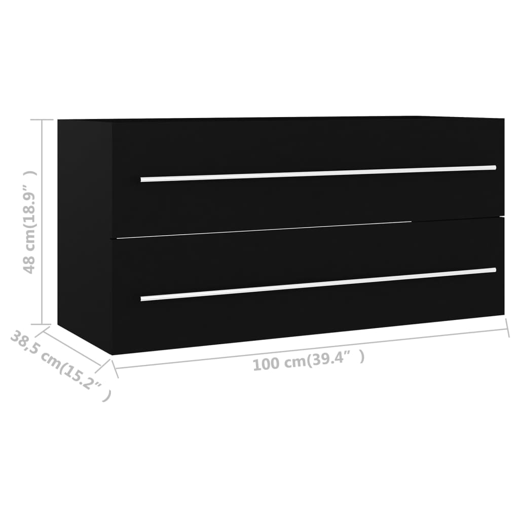 Servantskap Svart 100X38,5X48 Cm Konstruert Tre
