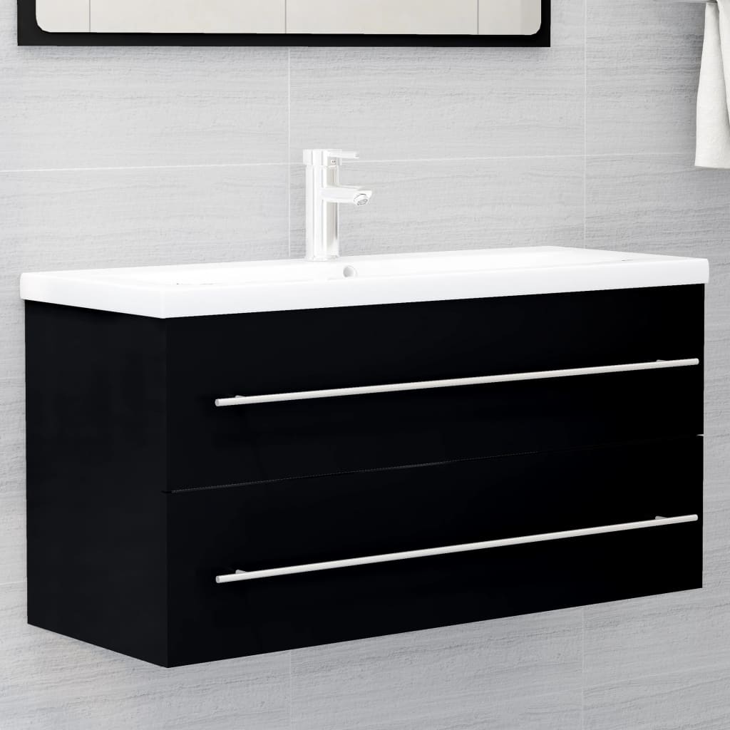 Servantskap Svart 100X38,5X48 Cm Konstruert Tre