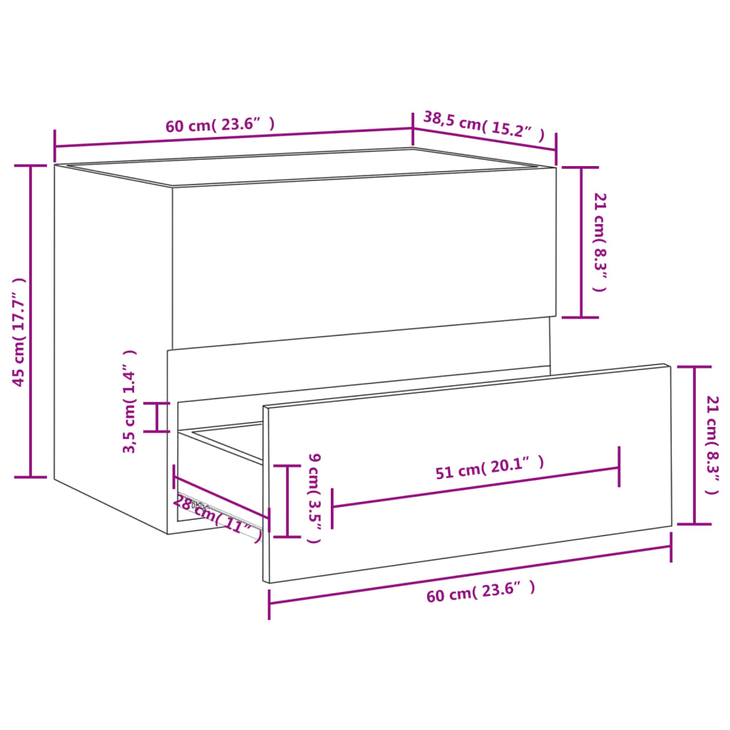 Servantskap Hvit 60X38,5X45 Cm Konstruert Tre