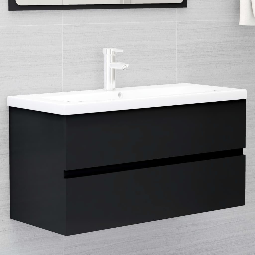 Servantskap Svart 90X38,5X45 Cm Konstruert Tre