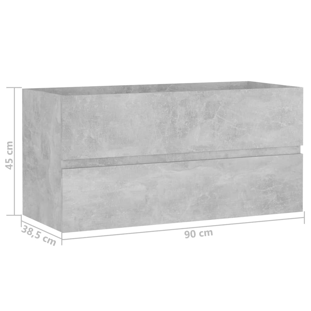 Servantskap Betonggrå 90X38,5X45 Cm Konstruert Tre