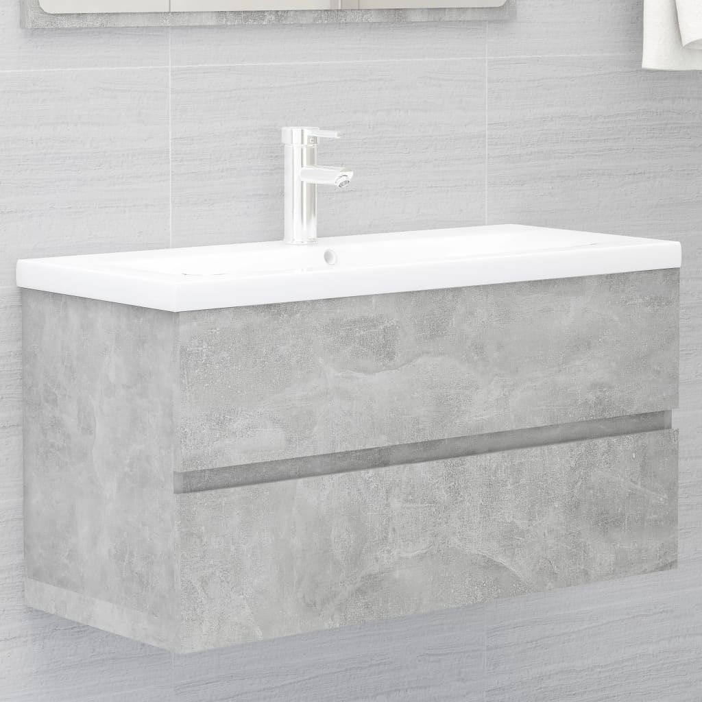 Servantskap Betonggrå 90X38,5X45 Cm Konstruert Tre