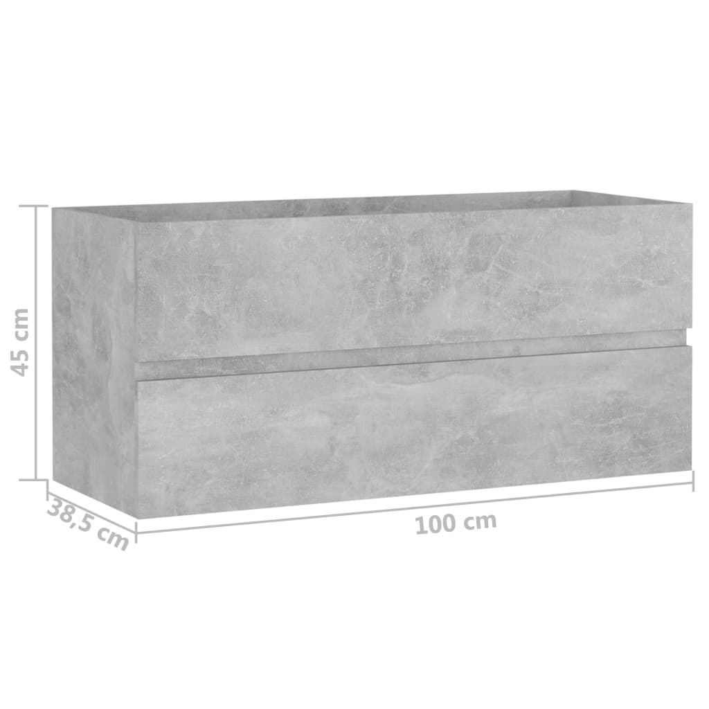 Servantskap Betonggrå 100X38,5X45 Cm Konstruert Tre