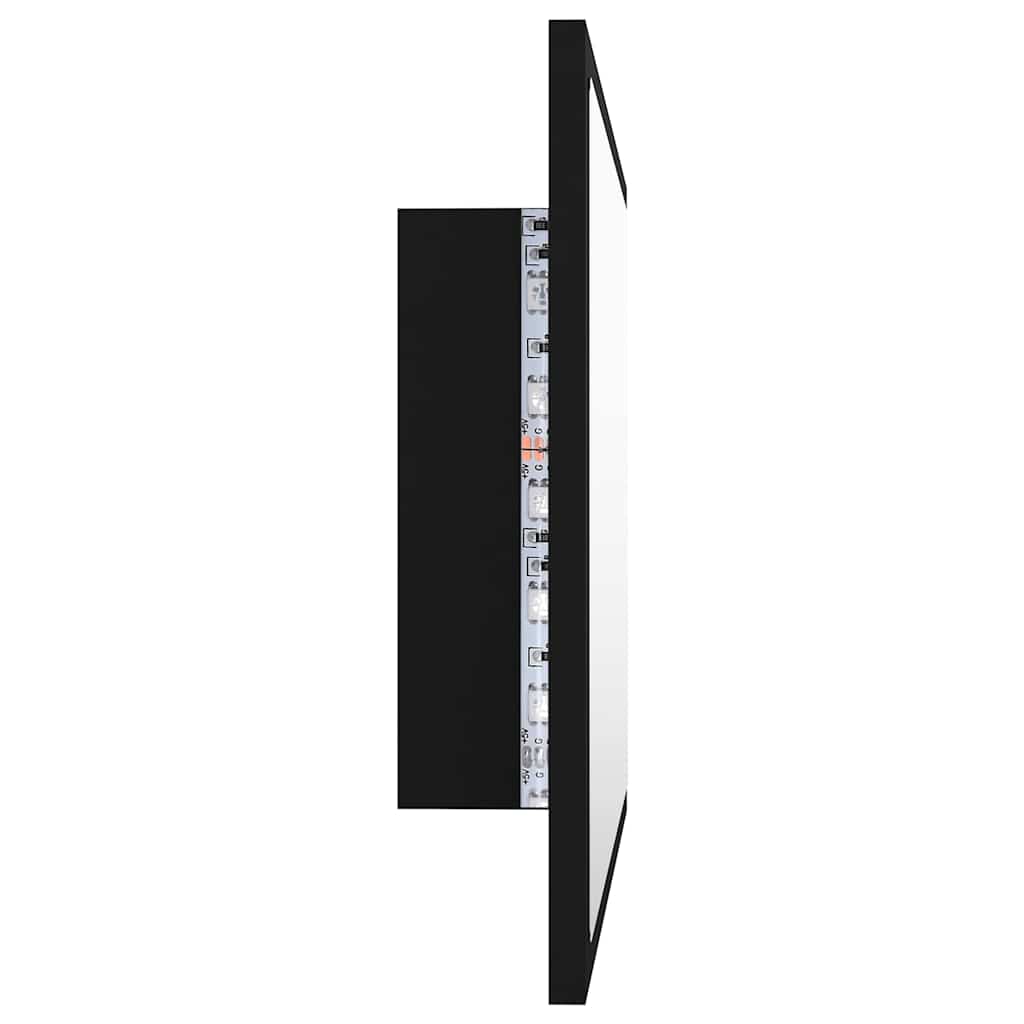 Led-Badespeil Svart 60X8,5X37 Cm Akryl