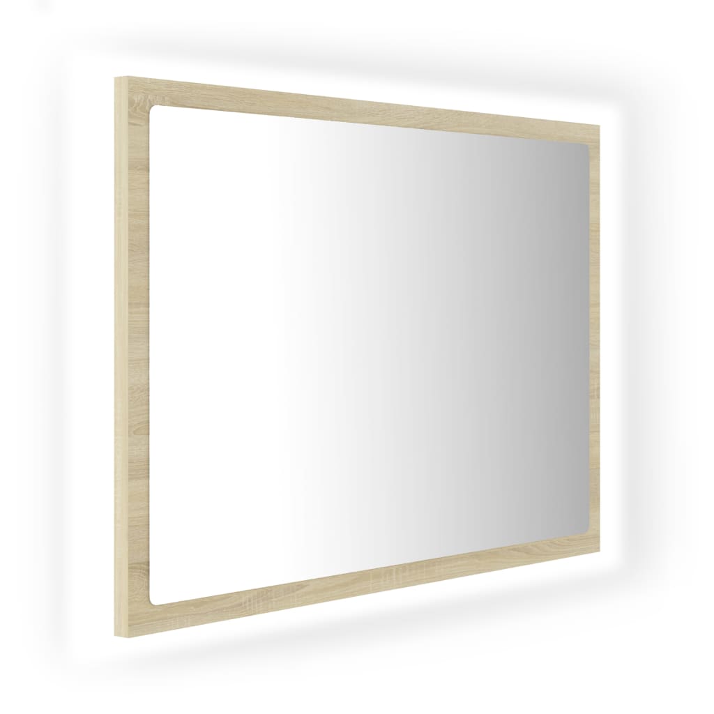 Led-Badespeil Sonoma Eik 60X8,5X37 Cm Akryl