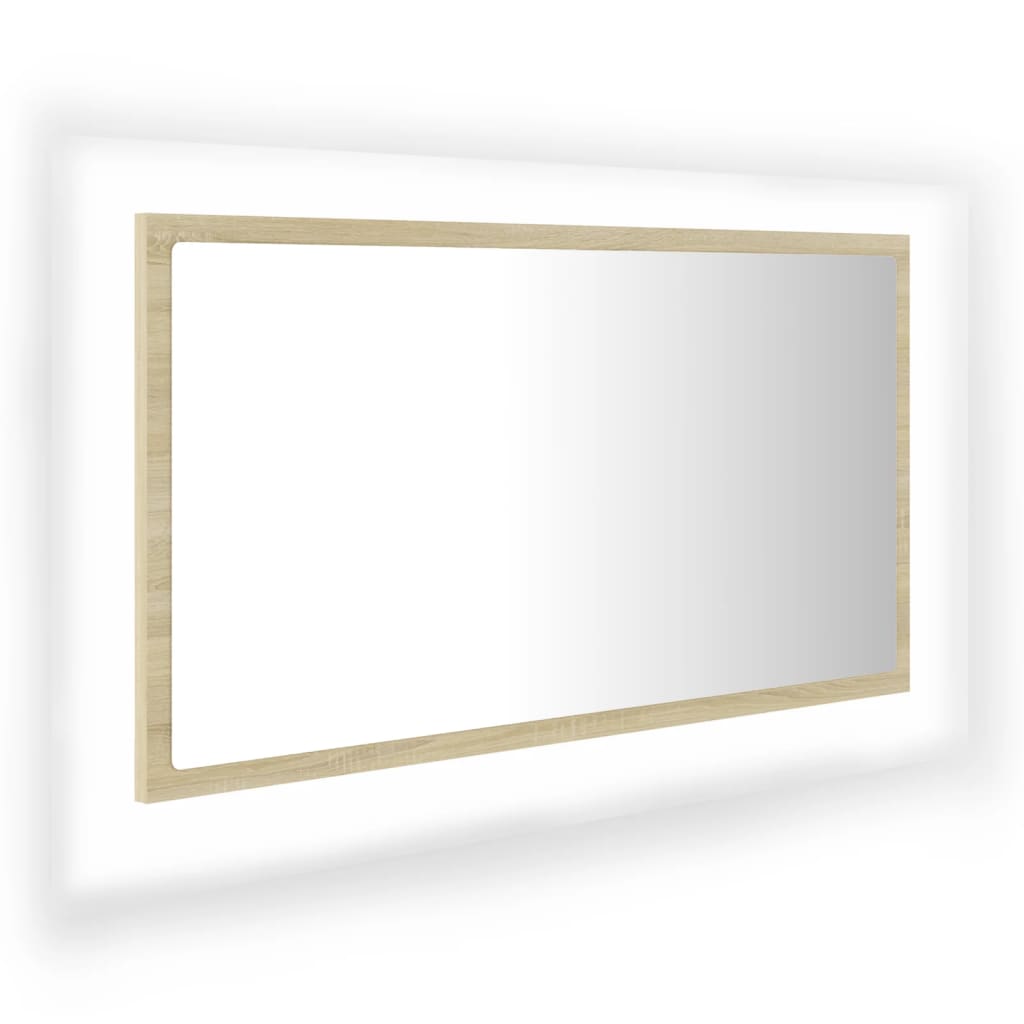 Led-Badespeil Sonoma Eik 80X8,5X37 Cm Akryl