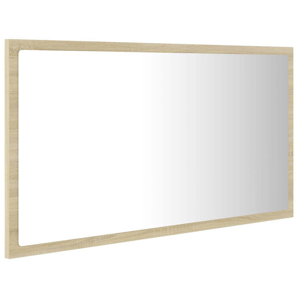 Led-Badespeil Sonoma Eik 80X8,5X37 Cm Akryl