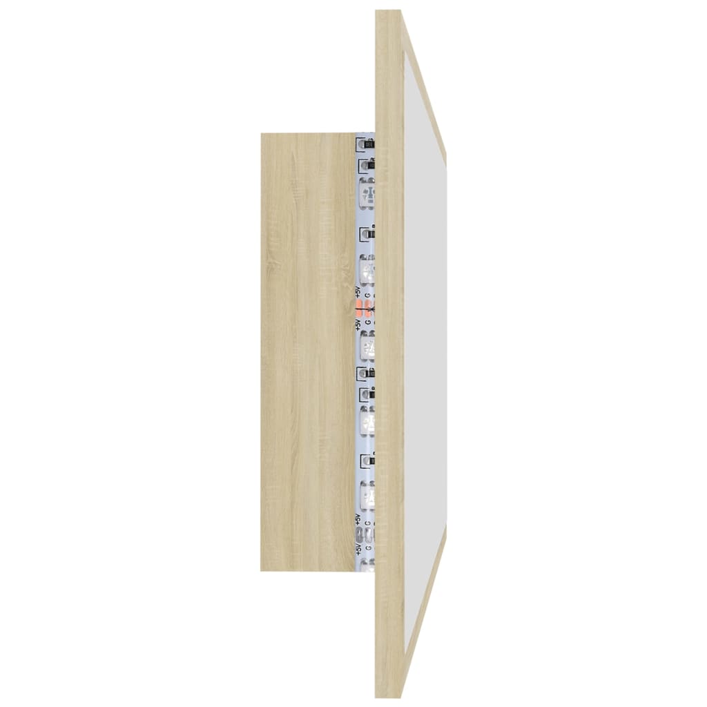 Led-Badespeil Sonoma Eik 80X8,5X37 Cm Akryl