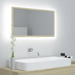 Led-Badespeil Sonoma Eik 80X8,5X37 Cm Akryl