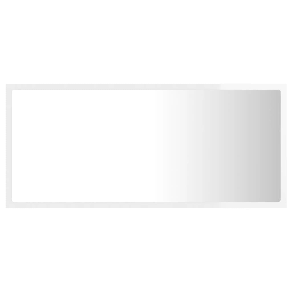 Led-Badespeil Høyglans Hvit 90X8,5X37 Cm Akryl