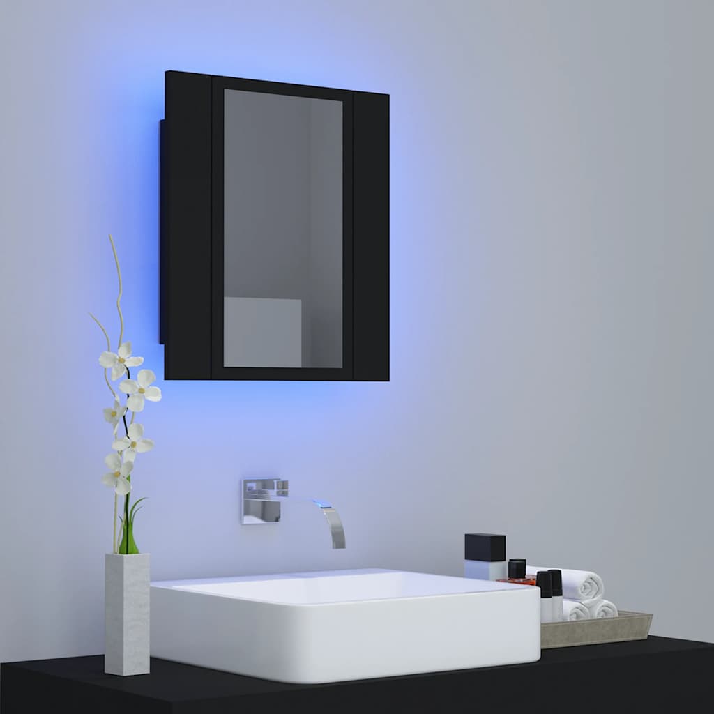Led-Speilskap Til Baderom Svart 40X12X45 Cm Akryl