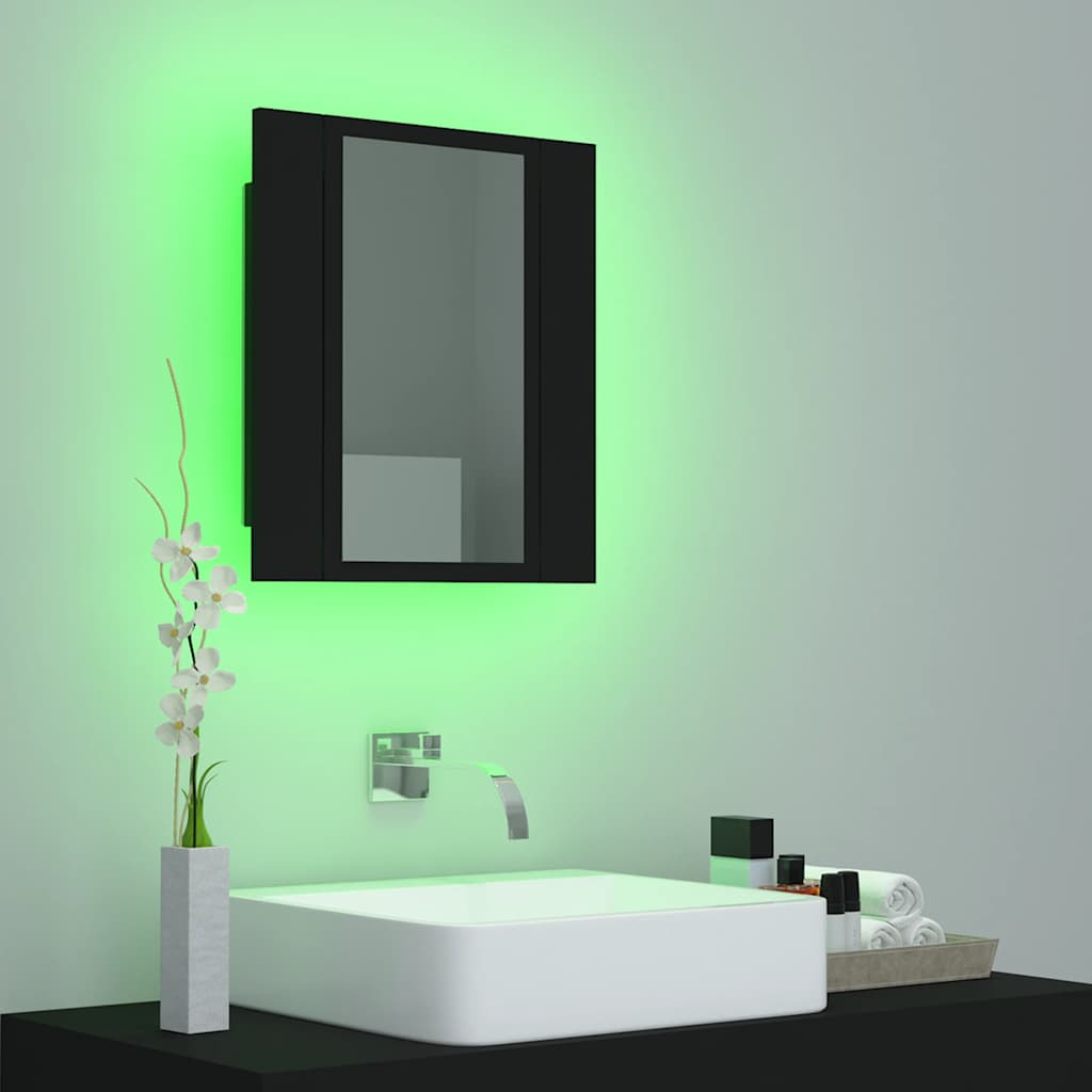 Led-Speilskap Til Baderom Svart 40X12X45 Cm Akryl