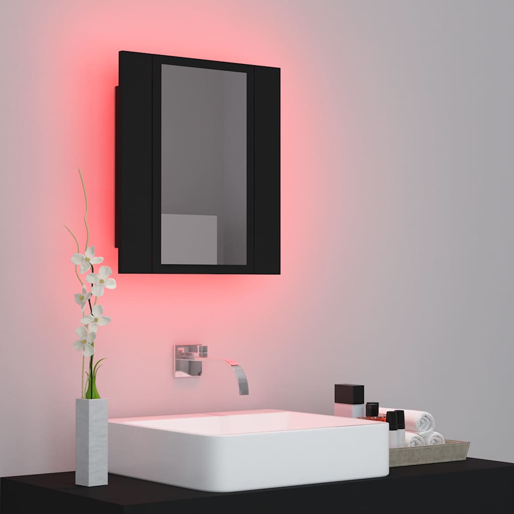 Led-Speilskap Til Baderom Svart 40X12X45 Cm Akryl
