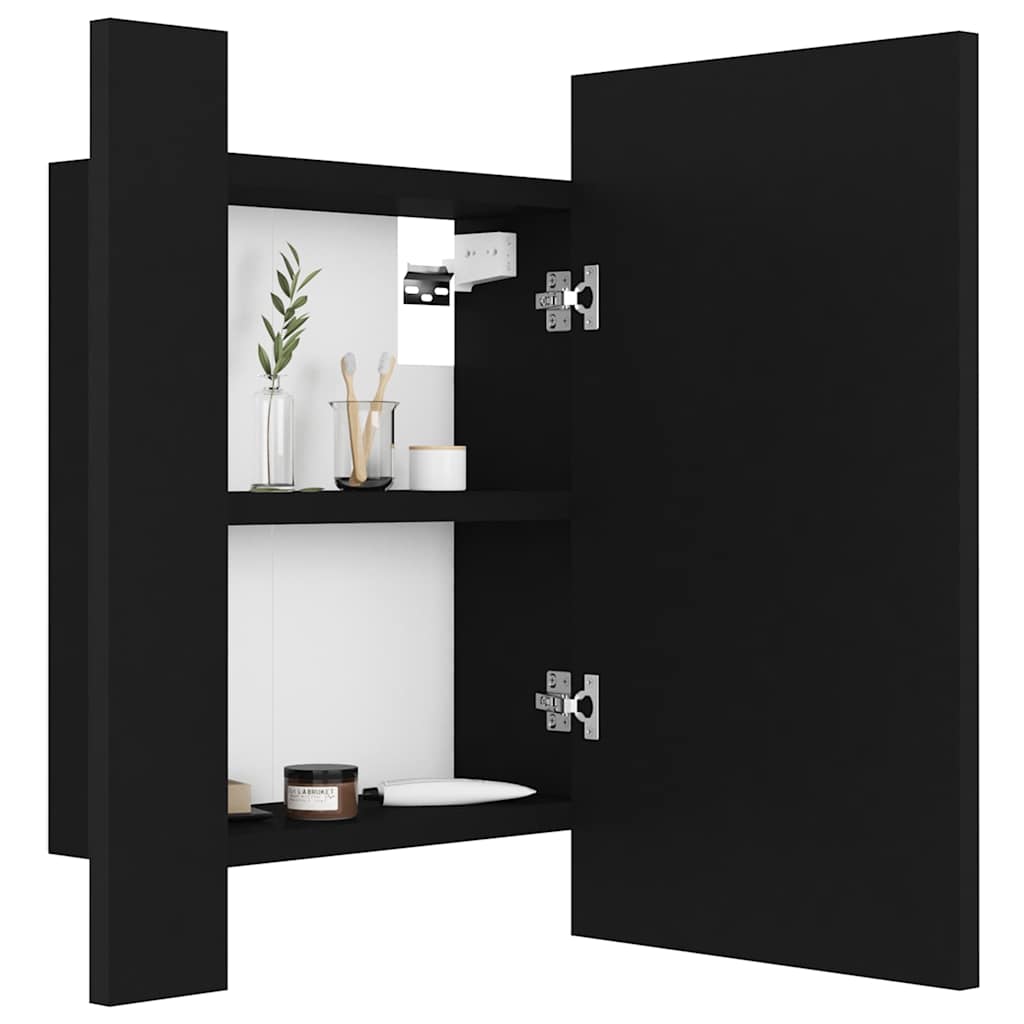 Led-Speilskap Til Baderom Svart 40X12X45 Cm Akryl