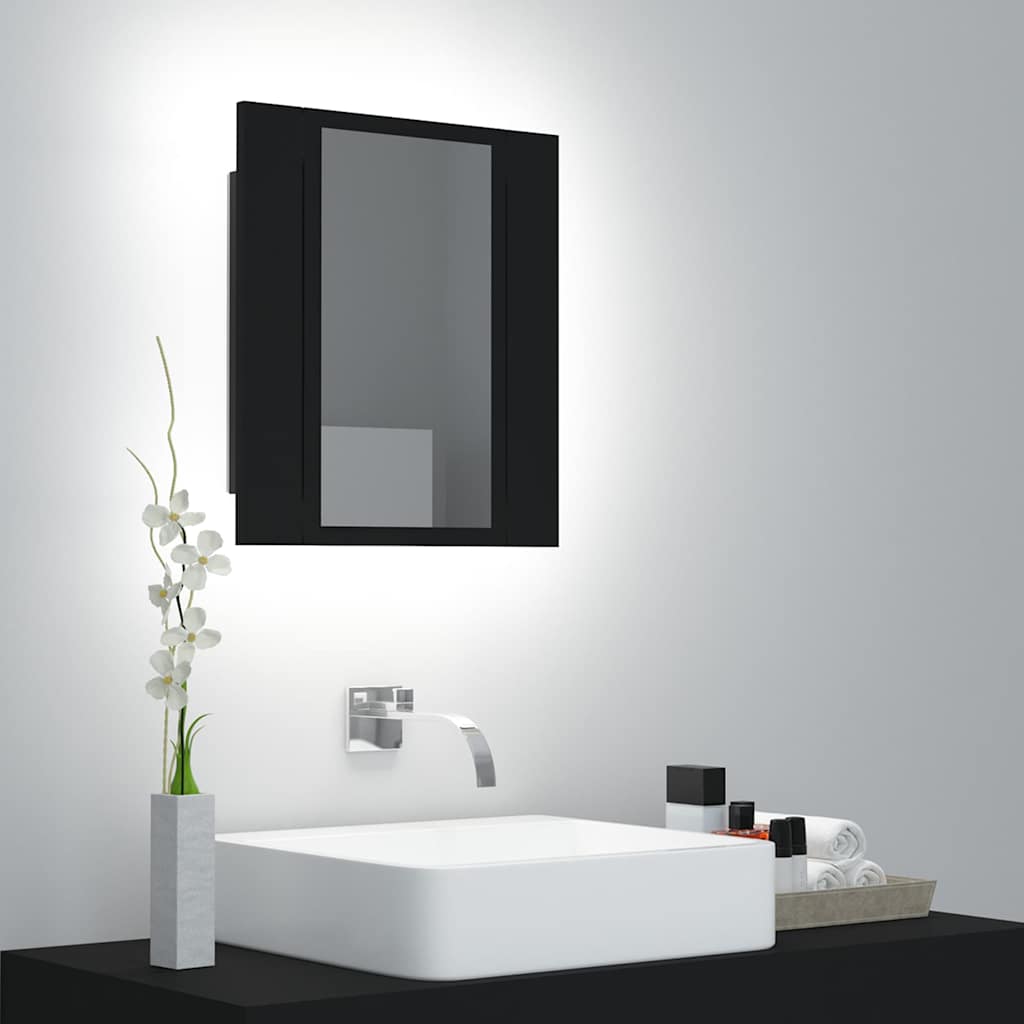 Led-Speilskap Til Baderom Svart 40X12X45 Cm Akryl