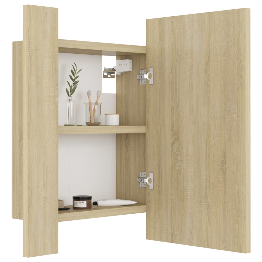 Led-Speilskap Til Baderom Sonoma Eik 40X12X45 Cm Akryl