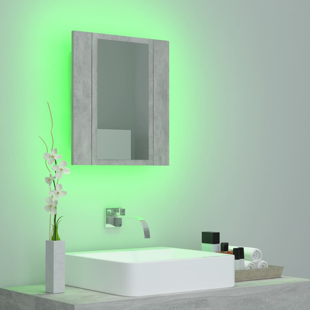 Led-Speilskap Til Baderom Betonggrå 40X12X45 Cm Akryl