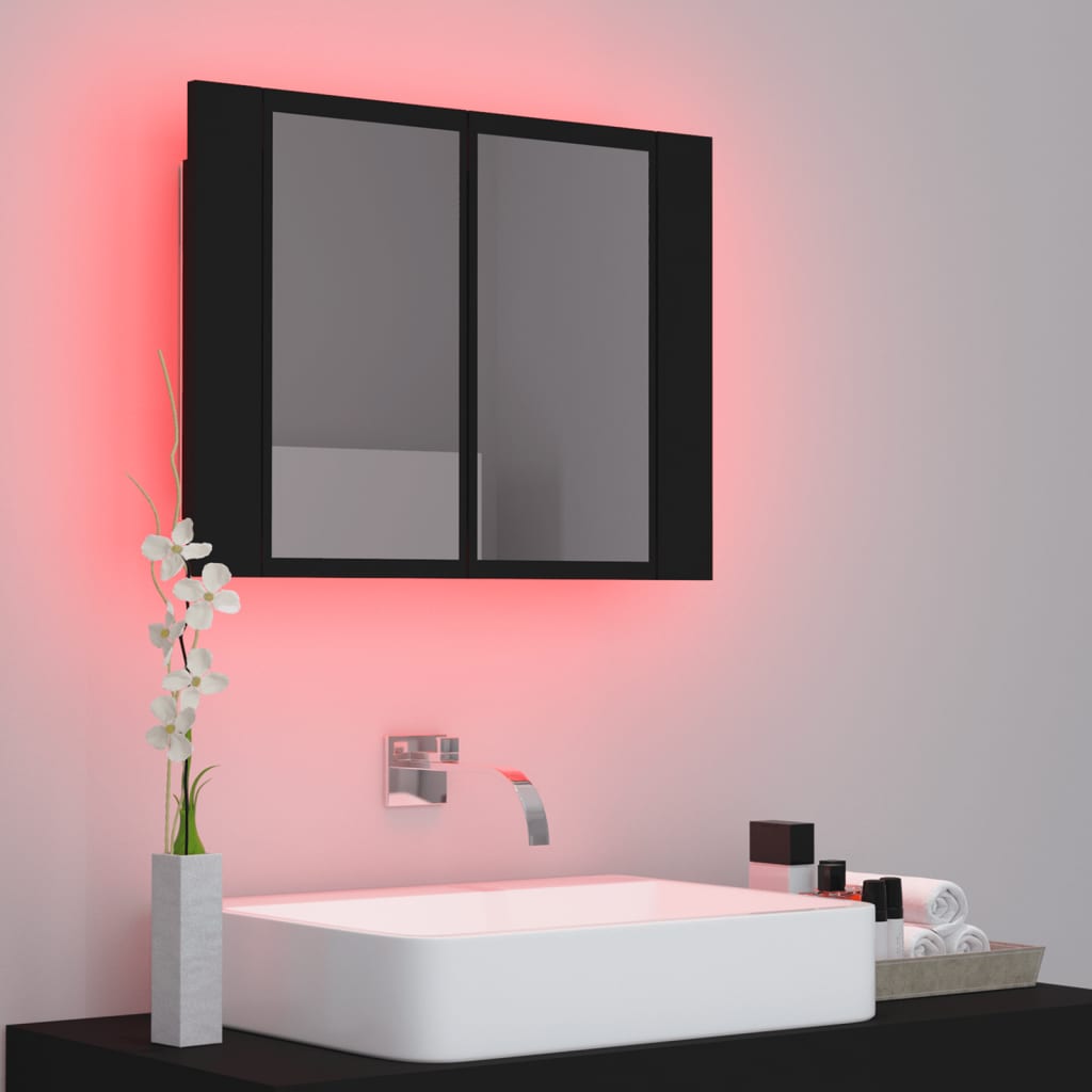 Led-Speilskap Svart 60X12X45 Cm Akryl