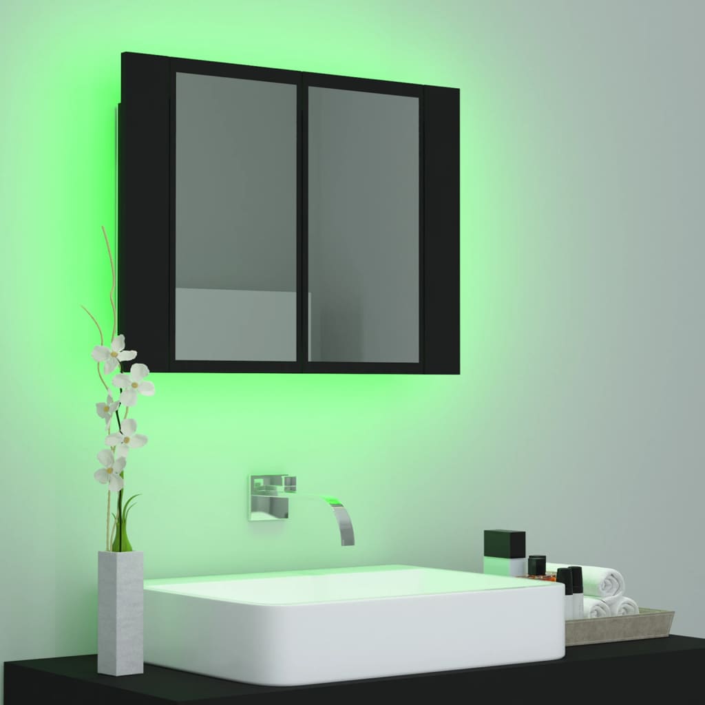 Led-Speilskap Svart 60X12X45 Cm Akryl