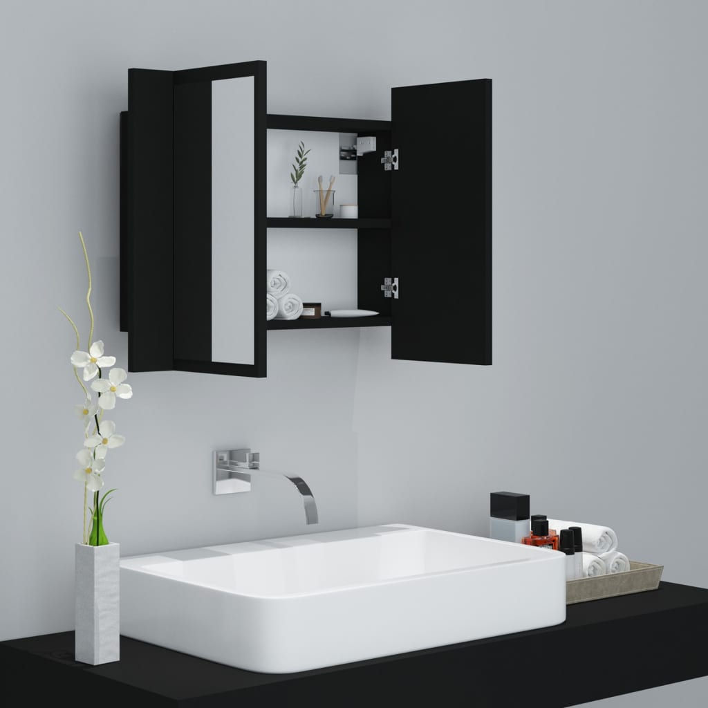 Led-Speilskap Svart 60X12X45 Cm Akryl