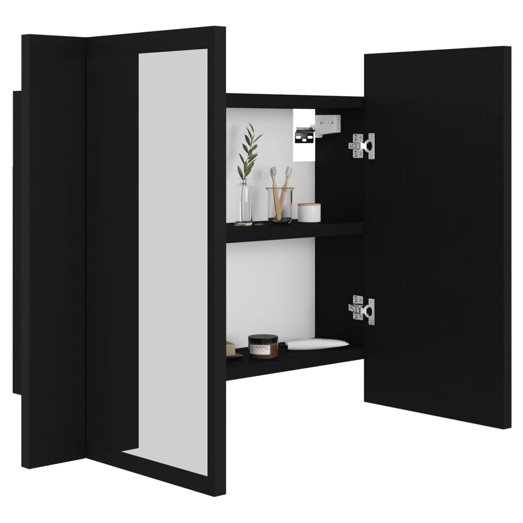 Led-Speilskap Svart 60X12X45 Cm Akryl