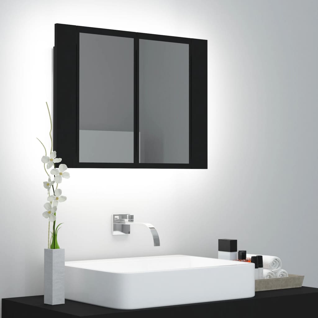 Led-Speilskap Svart 60X12X45 Cm Akryl